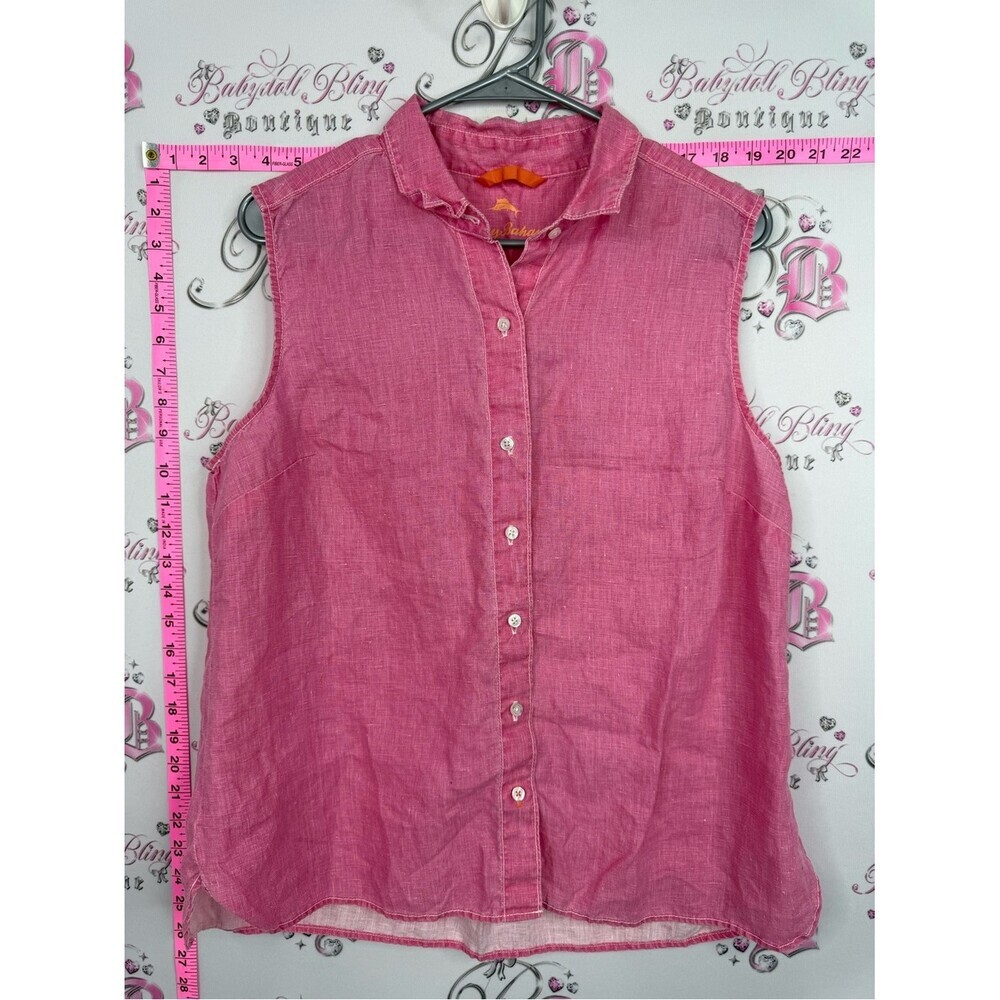 Tommy Bahama tank top red pink Sleeveless Button-Front Top in Pink